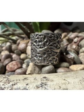 New Silpada Sterling Silver Filigree Vine Ivy R1741 Wide Cuff Band Ring 925 Sz 7